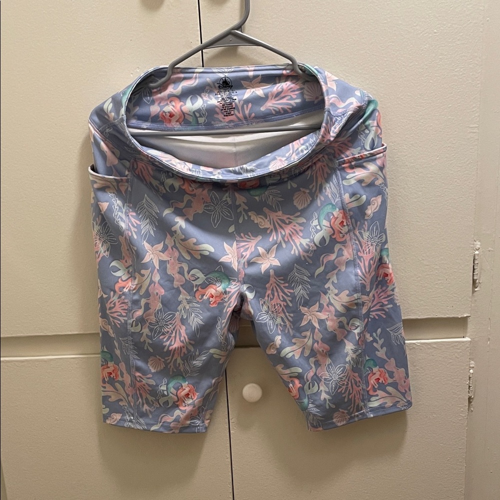 Floral Women's Bike Shorts - Pastel Blue and Pink